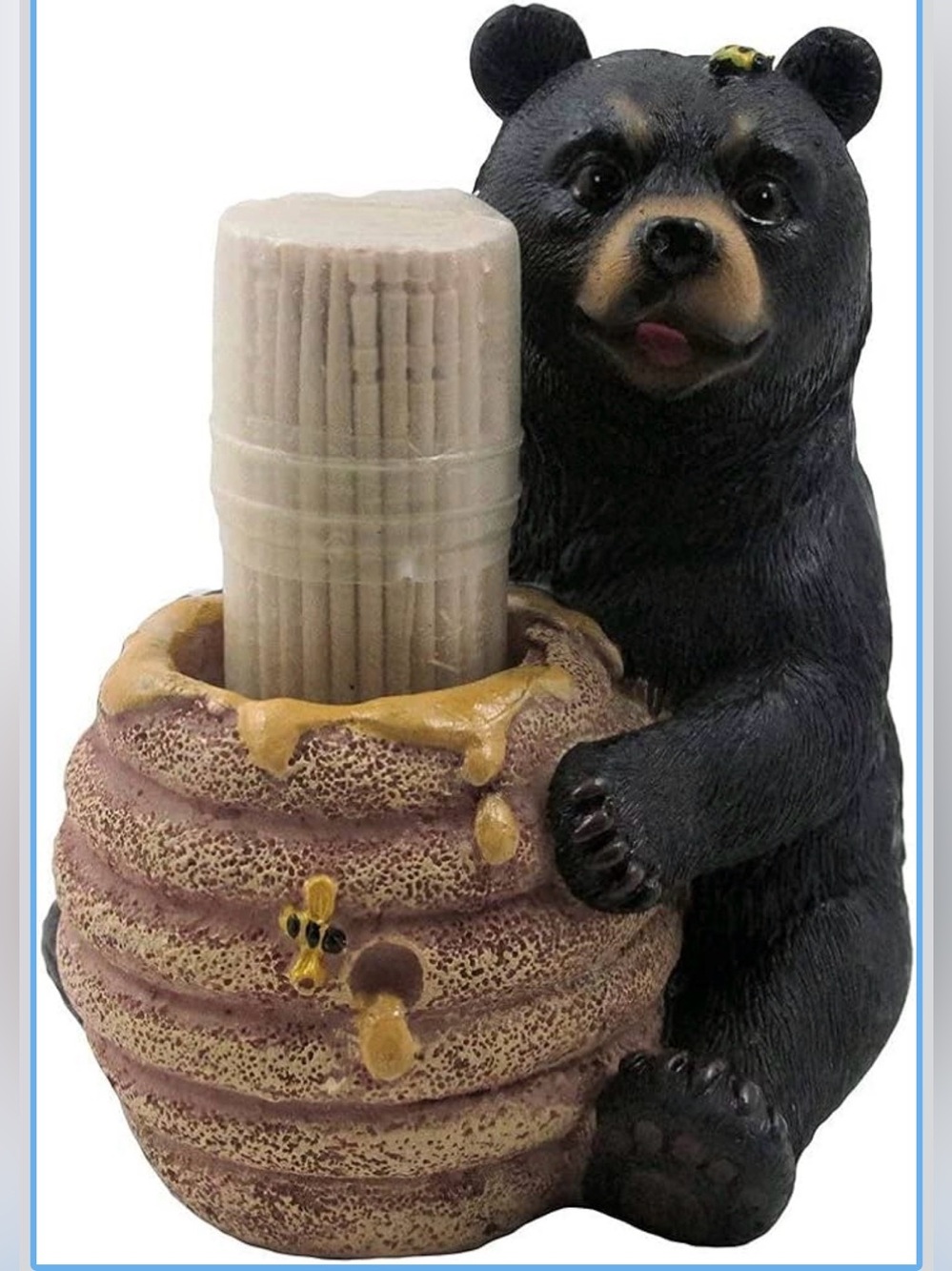 Black Bear Toothpick Holder with Honey Pot cabin decor
